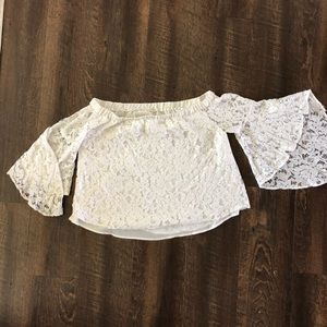 Lace bell sleeve  off the shoulder top